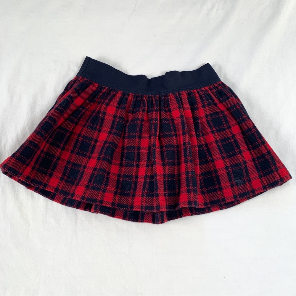 Abercrombie navy and red plaid wool skirt